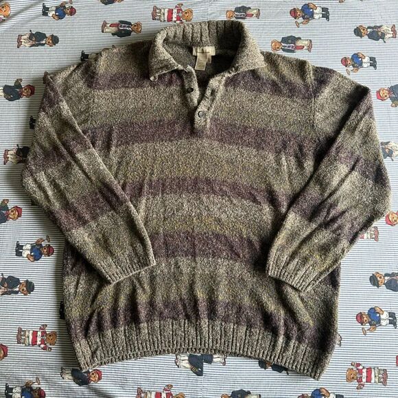 Vintage Men's Ermenegildo Zegna Striped Pullover Knit Wool Sweater 54IT US/XL - Picture 1 of 5